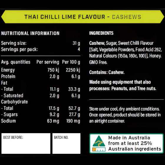 Cashews - Sweet Chilli Lime